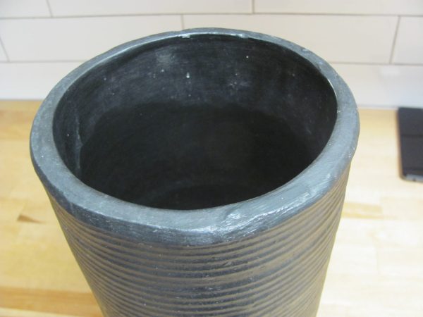 Zanesville Pottery 6  diameter x 12  tall Black Matte Glazed Cylinder vase Homespun Line 4012 Supply