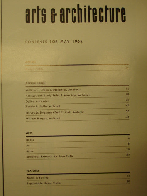 Book: arts & architecture, May 1965 For Cheap