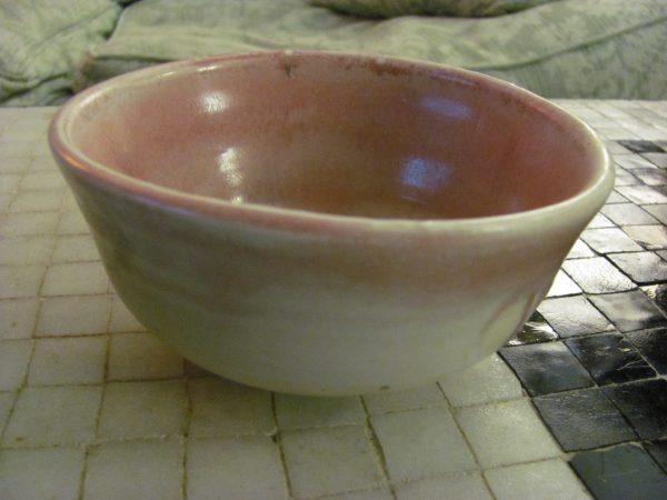 Ceramics: Toshiko Takaezu Bowl 5  diameter x 2.5  high, Pink glaze. Sale