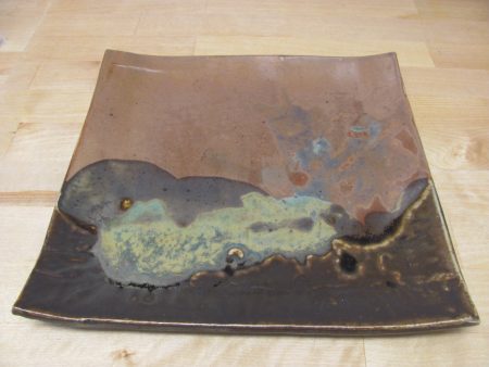 Toshiko Takaezu Square Plate 11.5  Abstract Glazes Excellent condition Supply