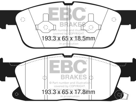 EBC 2016+ Lincoln Continental (10th Gen) 2.7L Twin Turbo Ultimax2 Front Brake Pads Online Sale