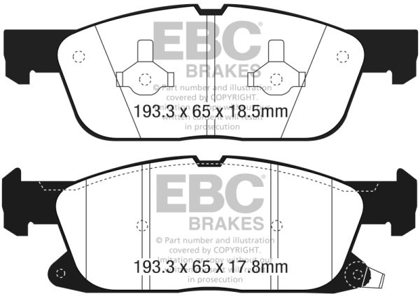 EBC 2016+ Lincoln Continental (10th Gen) 2.7L Twin Turbo Ultimax2 Front Brake Pads Online Sale